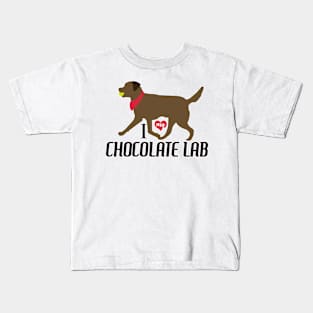 Chocolate Lab Pattern in Red Chocolate Labs with Hearts Dog Patterns Kids T-Shirt
